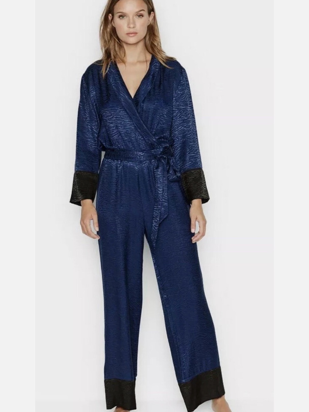 Victoria's Secret Blue Textured Jumpsuit Romper